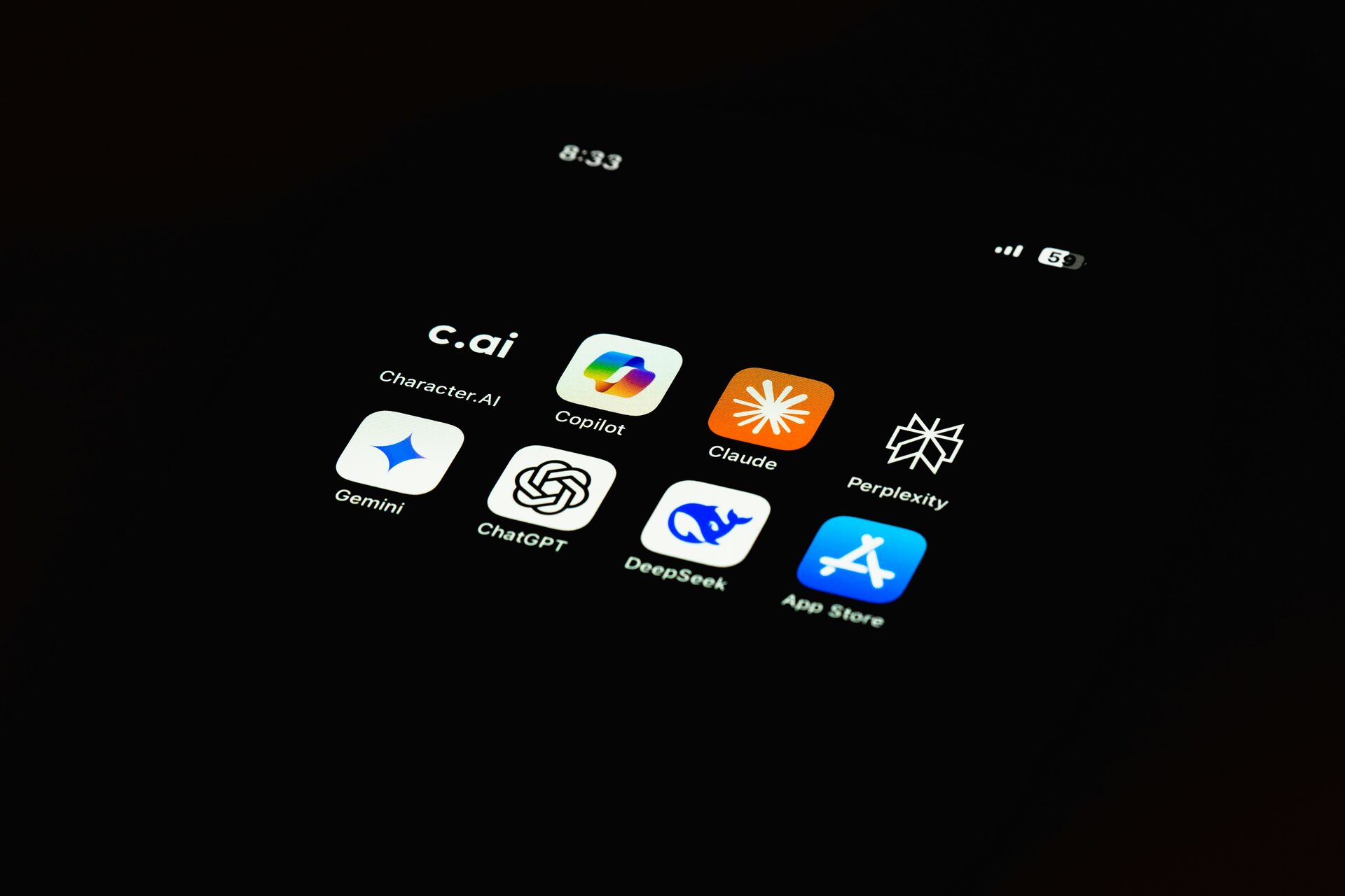 AI assistant and search apps on a phone