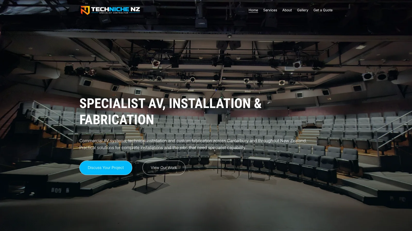 Techniche NZ rebuilt homepage hero